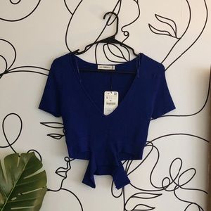 Zara Blue Cutout Top
